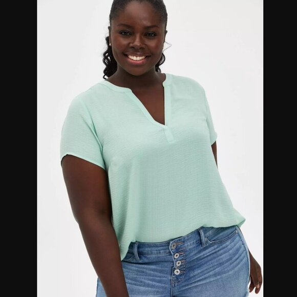 Torrid Gauze Split Front Pullover Top - Picture 1 of 6